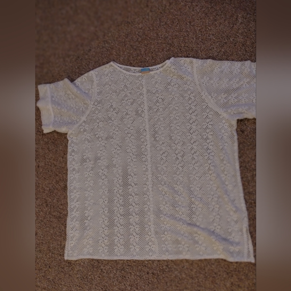 White Mesh Bathing Suit Cover Up